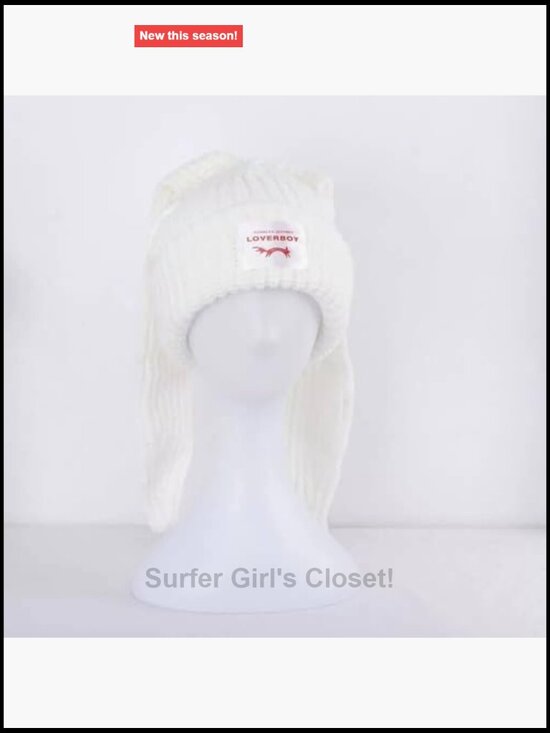 Knitted Beanie Hat with Cute Cat and Bunny Ears - Slouchy Y2K Winter Warm main image 5